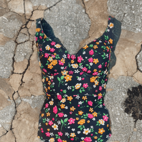 Ολόσωμο μαγιό φλοραλ μαύρο Velma 620