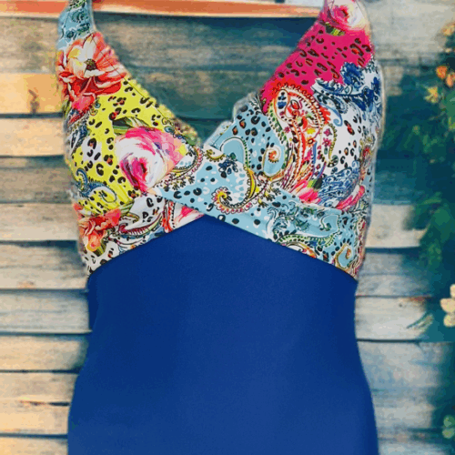 Μαγιό ολόσωμο λαχουρια εμπριμέ Crosley 628