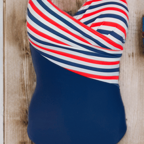 Μαγιό ολόσωμο μπλέ ριγέ Κρουαζε 630