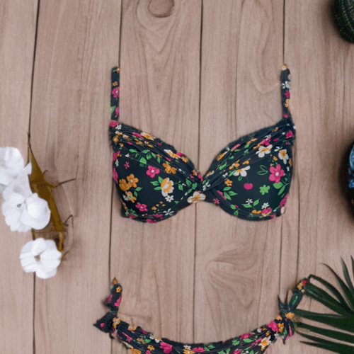 Μαγιό μπικίνι φλοραλ μαύρο Copacabana 608