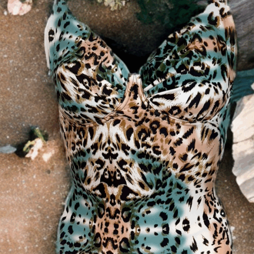 Μαγιό ολόσωμο λεοπάρ ροζ Riva 624