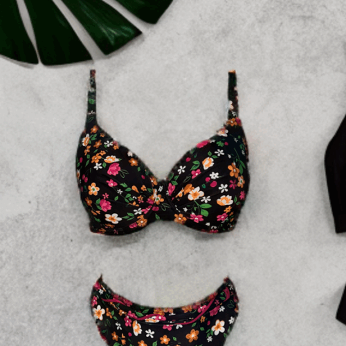 Μαγιο μπικίνι φλοραλ μαύρο  Balconette 600