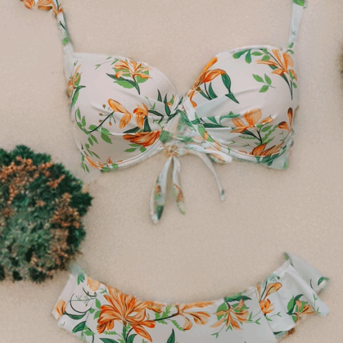 Μαγιό μπικίνι φλοραλ άσπρο Taormina 612