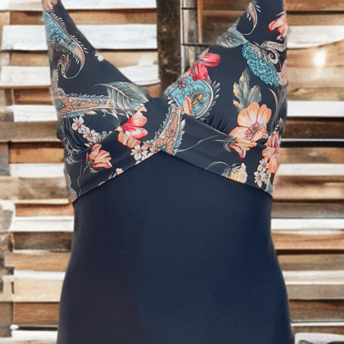 Ολόσωμο μαγιό λαχουρια μαύρο Crosley 628