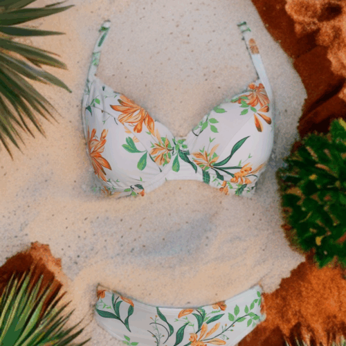 Μαγιό μπικίνι φλοραλ άσπρο Serena 616