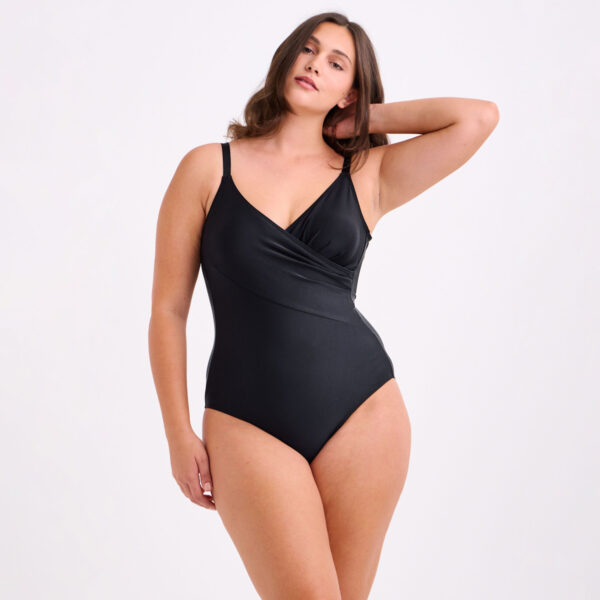 Ολόσωμο Μαγιό Μαύρο Κρουαζέ Plus Size