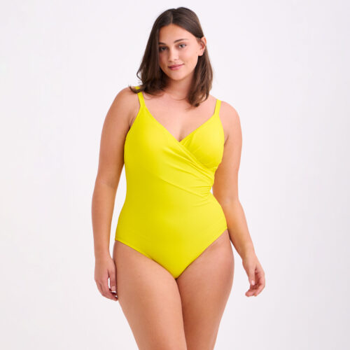 Ολόσωμο Μαγιό Κίτρινο Κρουαζέ Plus Size
