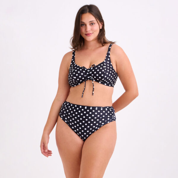 804P_1 Μπικίνι Ασπόμαυρο Πουά Plus Size
